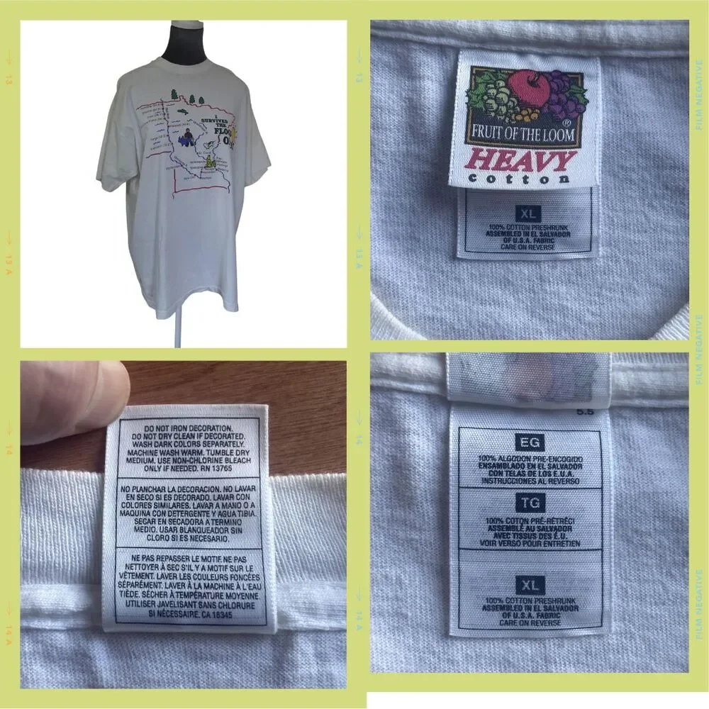 Vintage 1997 Red River Flood T Shirt XL Fruit Of The Loom Minnesota ND Tee - Picture 3 of 9